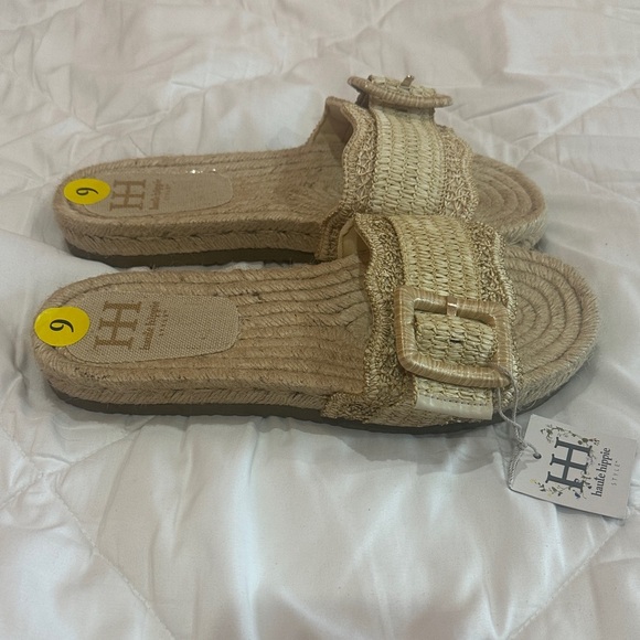 NEW Haute Hippie Tan Woven Espadrille Slides size 9 - Picture 3 of 7
